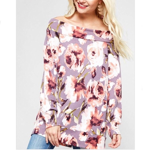 New! Lavender floral knit tunic - Picture 4 of 5